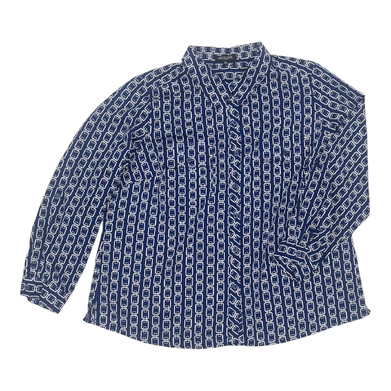Sneak Peek Sale Top Ls By Notations In Blue, Size:2X