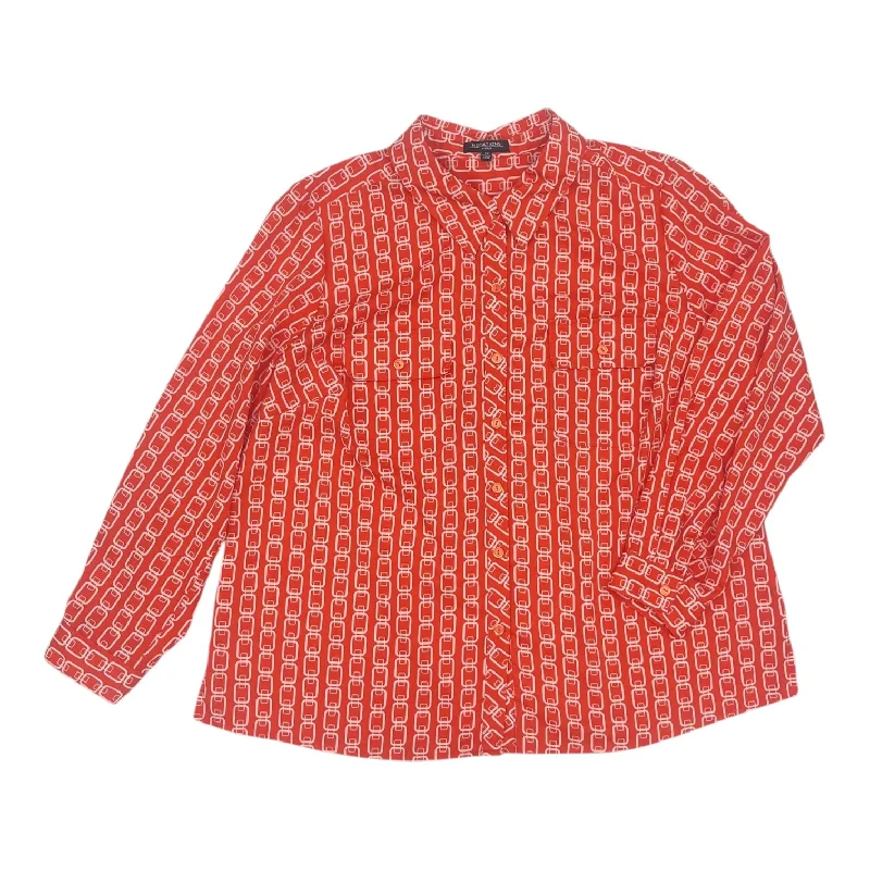 Instant Savings Top Ls By Notations In Orange, Size:2X