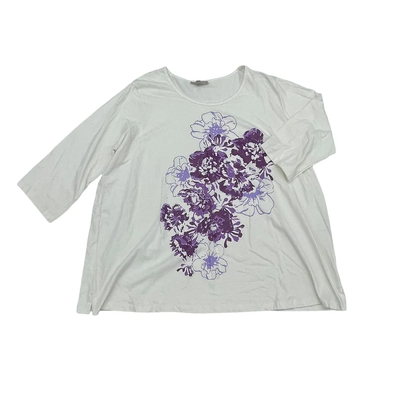 Holiday Sale Top Ls By Woman Within In Purple & White, Size:2X
