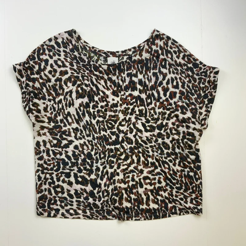 Don't Miss Top Short Sleeve Basic By Cabi In Leopard Print, Size: M