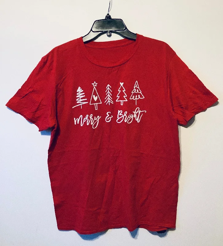 Markdown Madness Top Short Sleeve Basic By Cmf In Red, Size: L