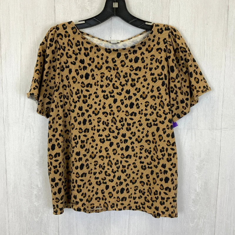 Price Cut Top Short Sleeve Basic By J. Crew In Animal Print, Size: M