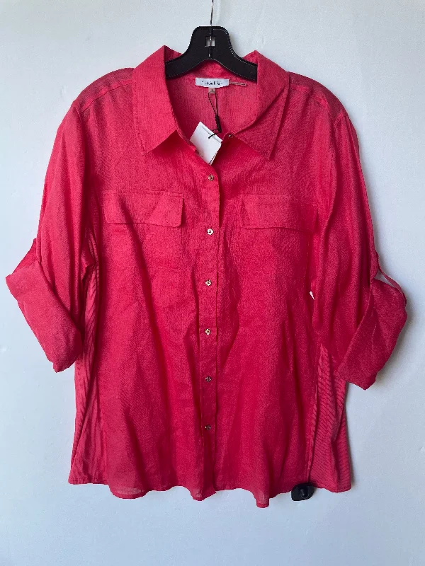 Exclusive Deal Top Short Sleeve By Calvin Klein In Pink, Size: 1x