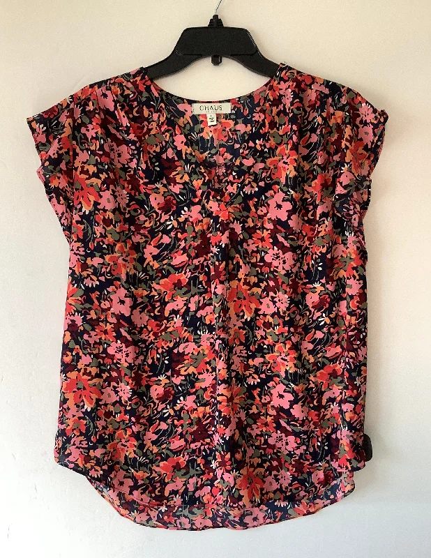 Fantastic Deals Top Short Sleeve By Chaus In Floral Print, Size: L