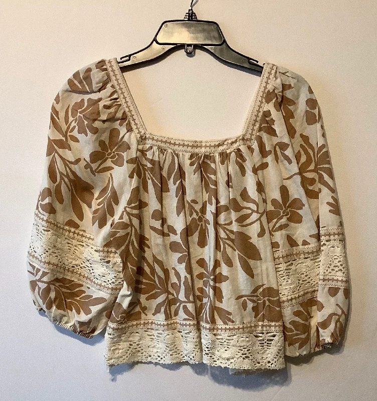 Quick Sale Top Short Sleeve By Christian Siriano In Floral Print, Size: S