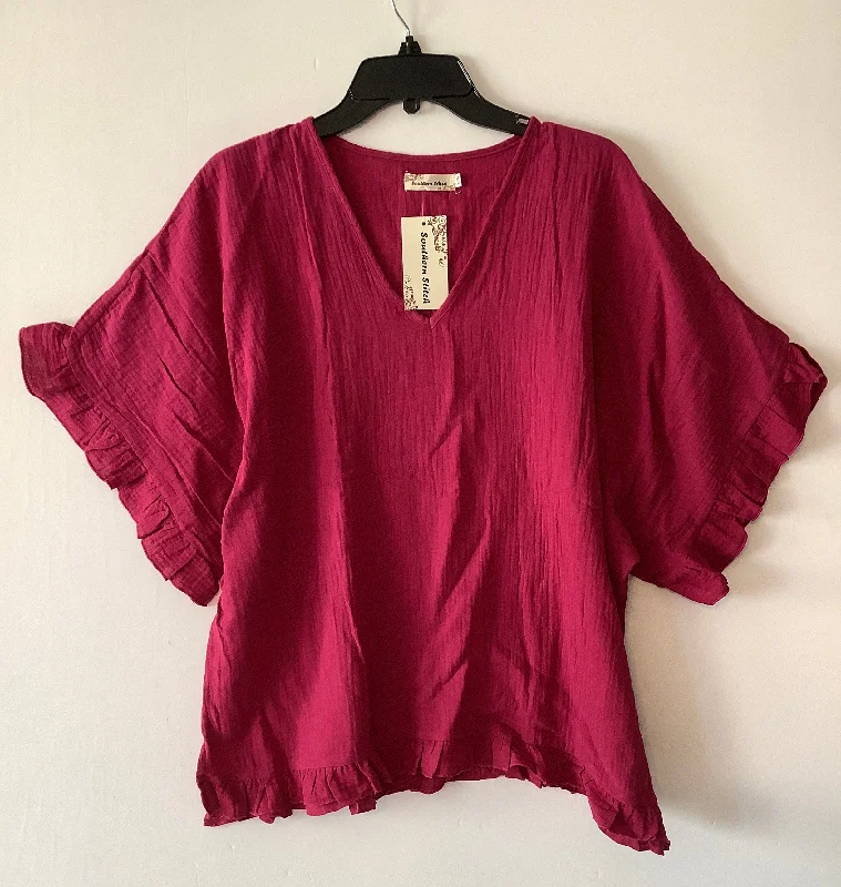 Super Bargain Top Short Sleeve By Cme In Pink, Size: L