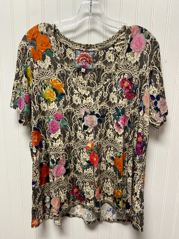 Closeout Top Short Sleeve By Johnny Was In Black & Cream, Size: Xl