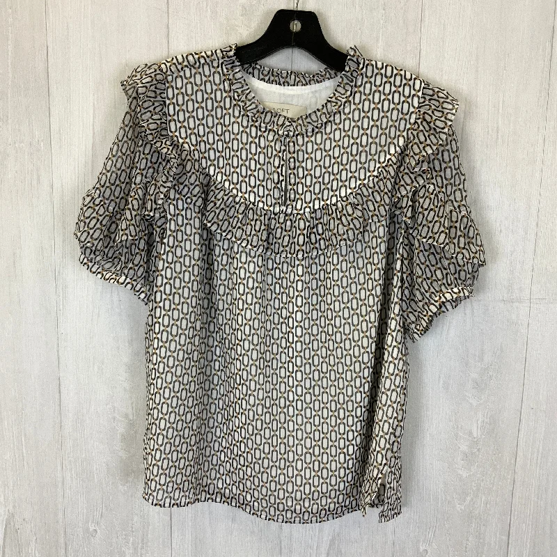 Low Prices Top Short Sleeve By Loft In Black & White, Size: L