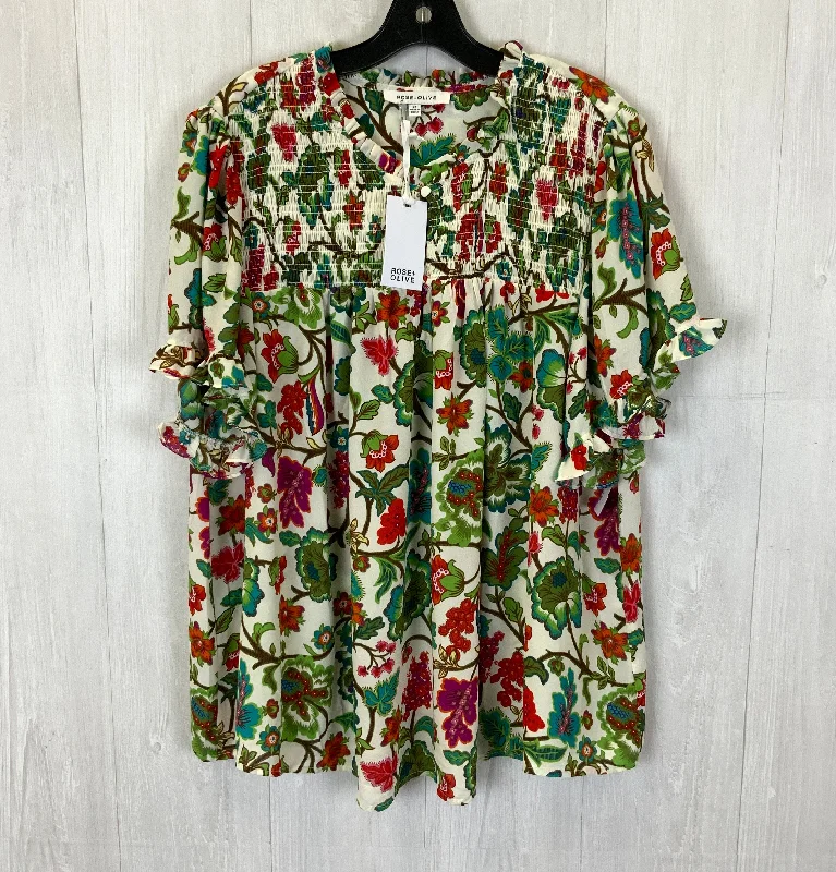 Epic Deals Top Short Sleeve By Rose And Olive In Floral Print, Size: 2x