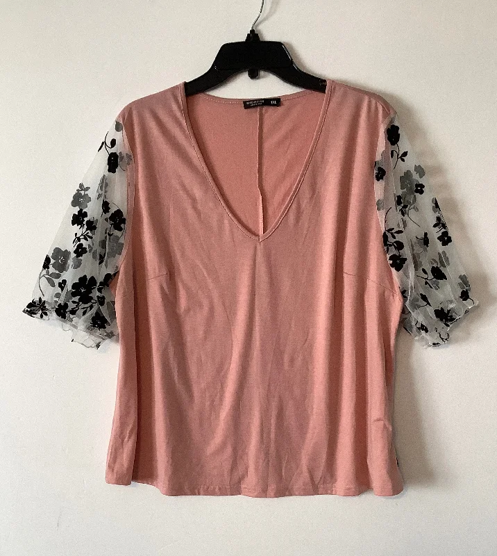 Overstock Top Short Sleeve By Shein In Pink, Size: Xl