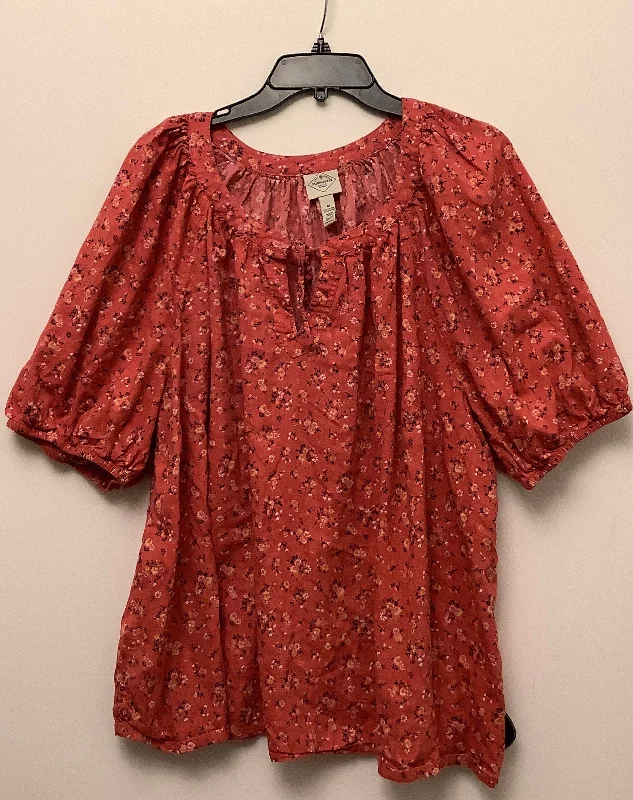 Closeout Sale Top Short Sleeve By St Johns Bay In Pink, Size: 3x