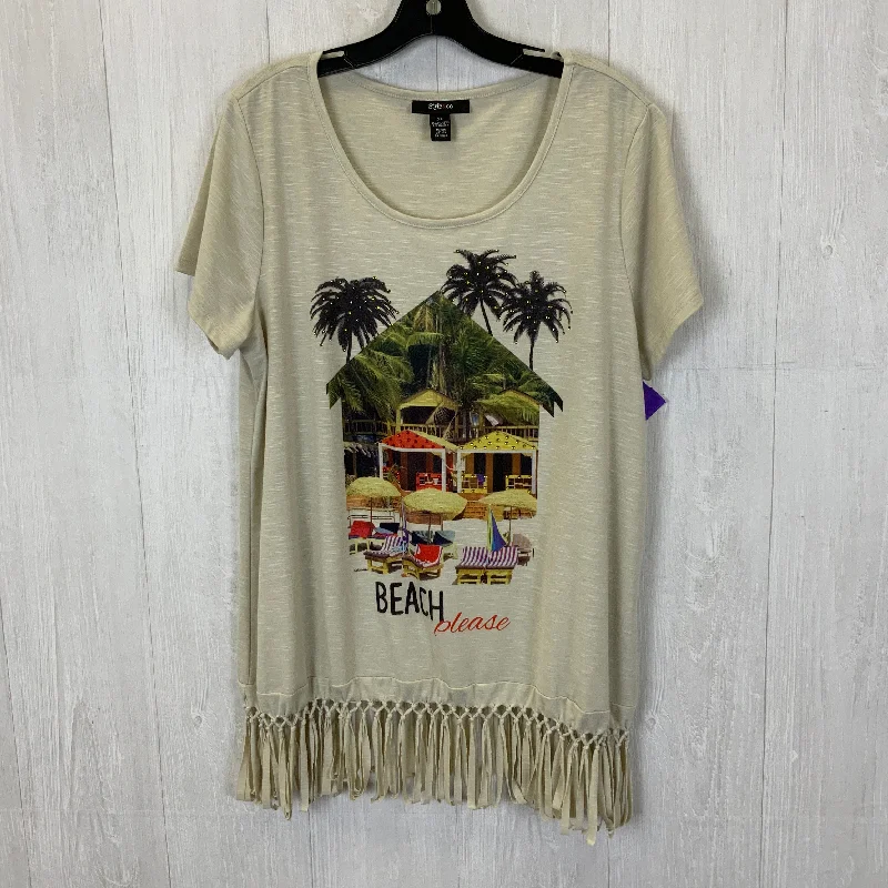 Price Reduction Top Short Sleeve By Style And Company In Beige, Size: Xl