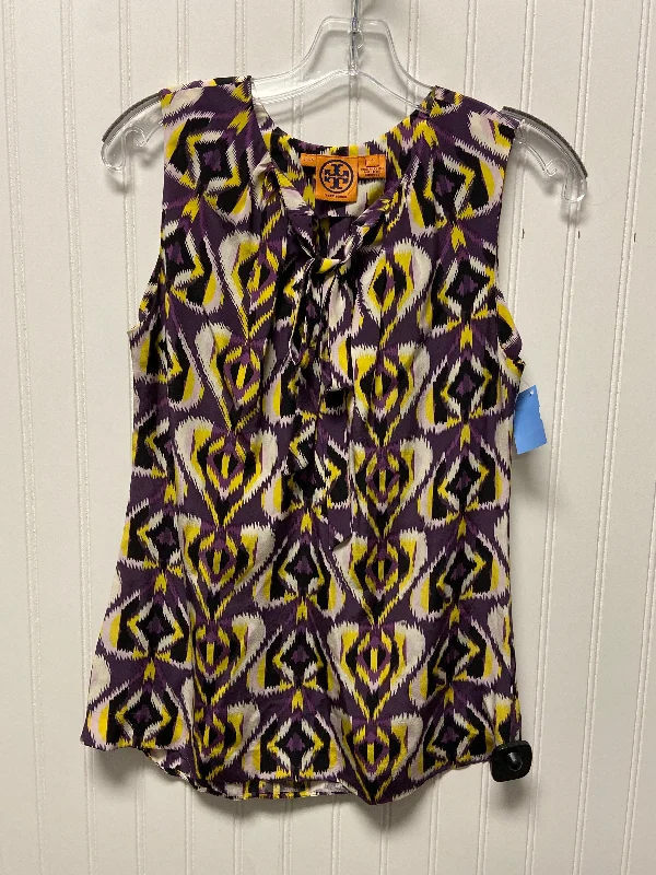 Massive Deals Top Sleeveless Designer By Tory Burch In Purple & Yellow, Size: S