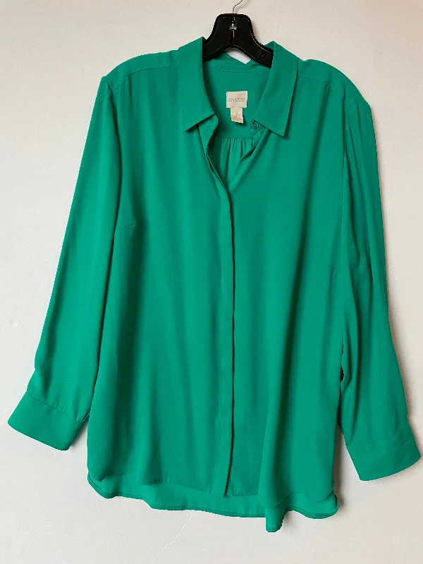 Hurry In Tunic Long Sleeve By Chicos In Teal, Size: Xxl