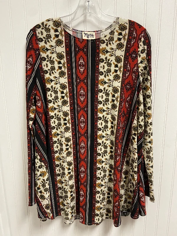 Flash Sale Tunic Long Sleeve By Mumu In Black & Cream, Size: M