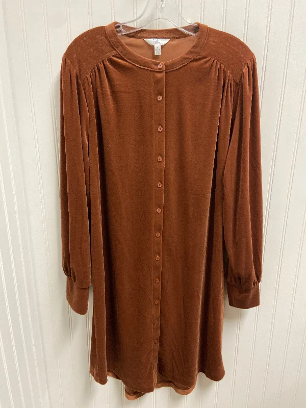 New Markdowns Tunic Long Sleeve By Time And Tru In Rust, Size: Xl