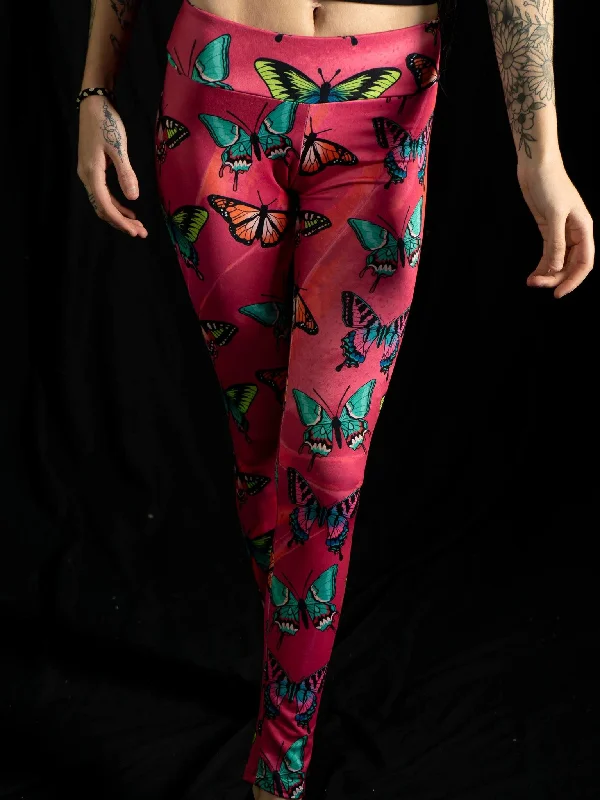 Clearance Sale Maroon Butterfly Leggings
