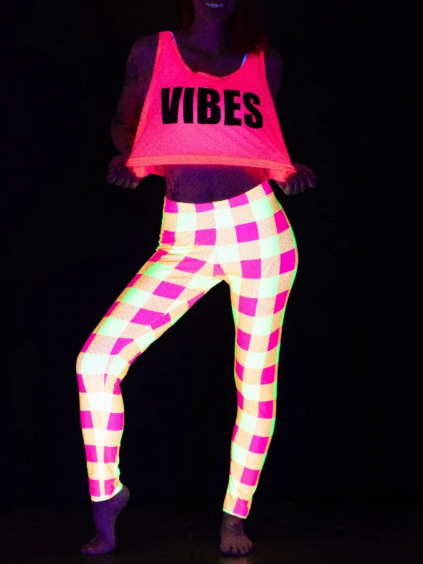 Loyalty Reward Neon Yellow & Pink Plaid Tights