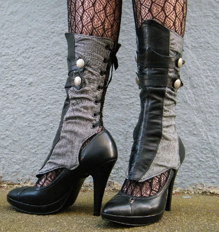 Bargain Prices Herringbone and Leather Spats with gathers | Aurelia