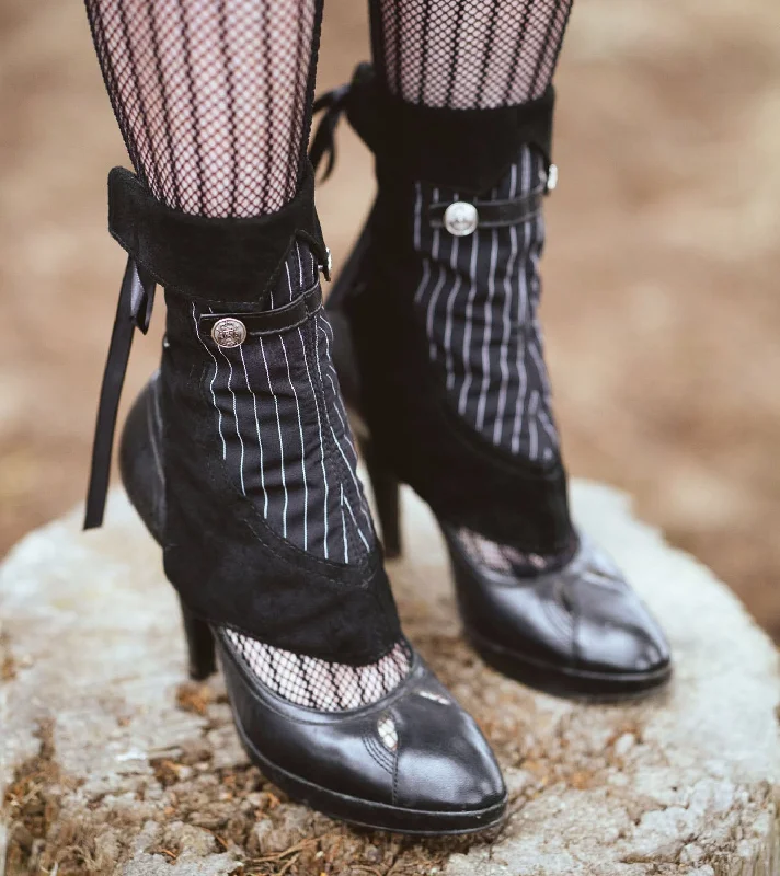 Stock Clearance Pinstripe and Black Suede Spats | Aurora