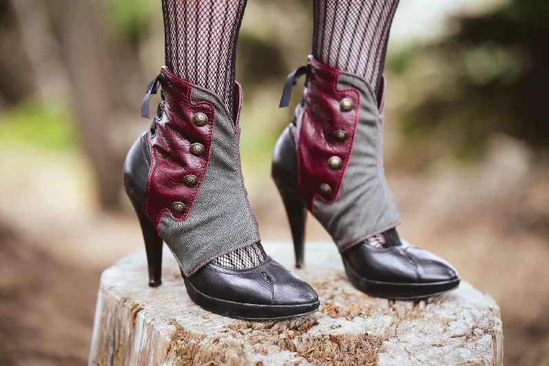 New Deals Steampunk Leather and Wool Herringbone Spats | Danae