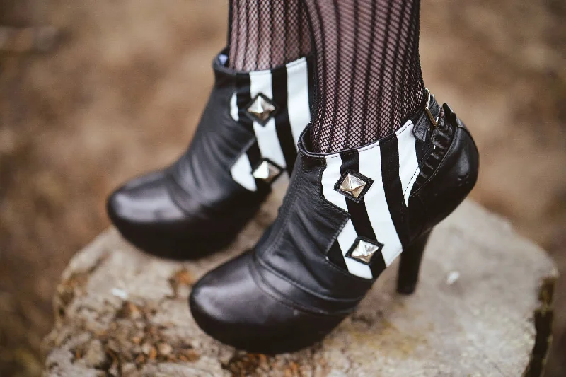 Flash Deals Leather Spats with Pyramid Studs