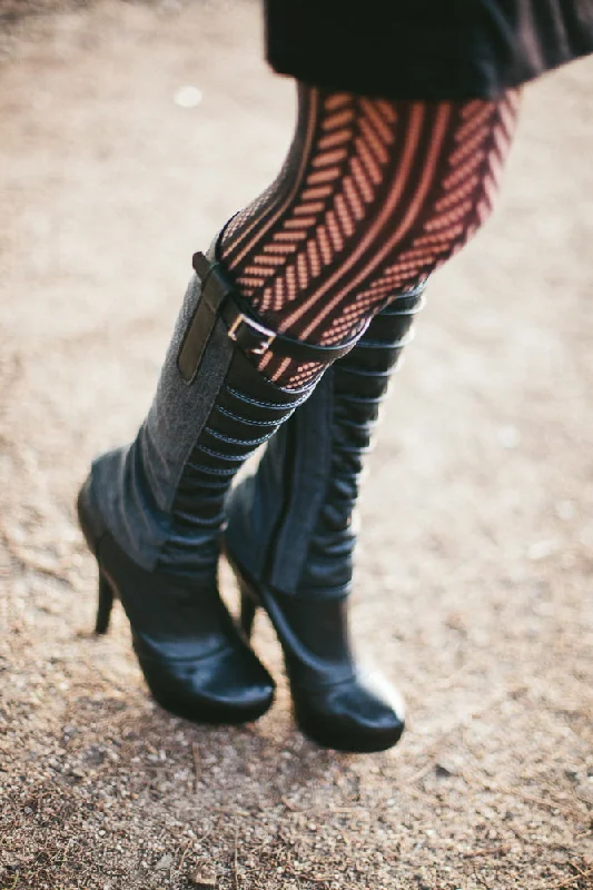 Closeout Black Leather and Grey Wool Gaiters | Valkyrie